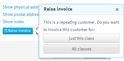 recurring class invoice choice