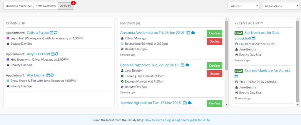 Timely Activity Dashboard