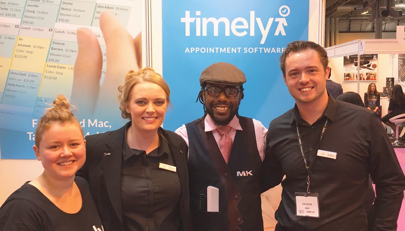 Grace and Liam at Timely stand with Sarah and MK