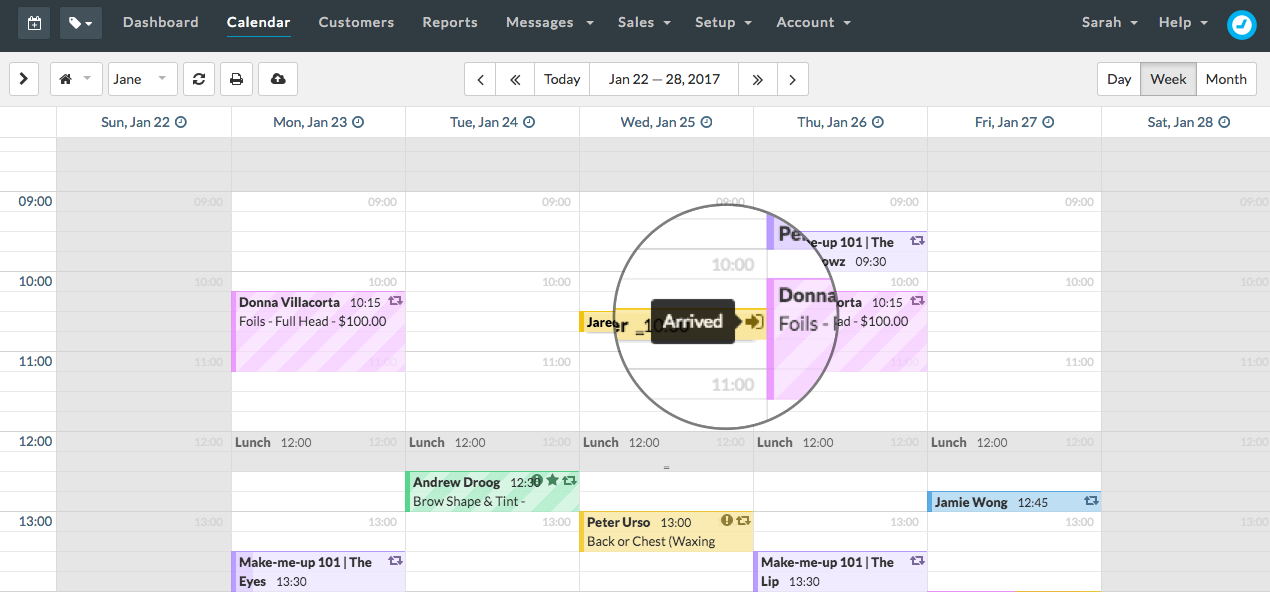 Booking statuses make it easy to tell where a client is in the process.